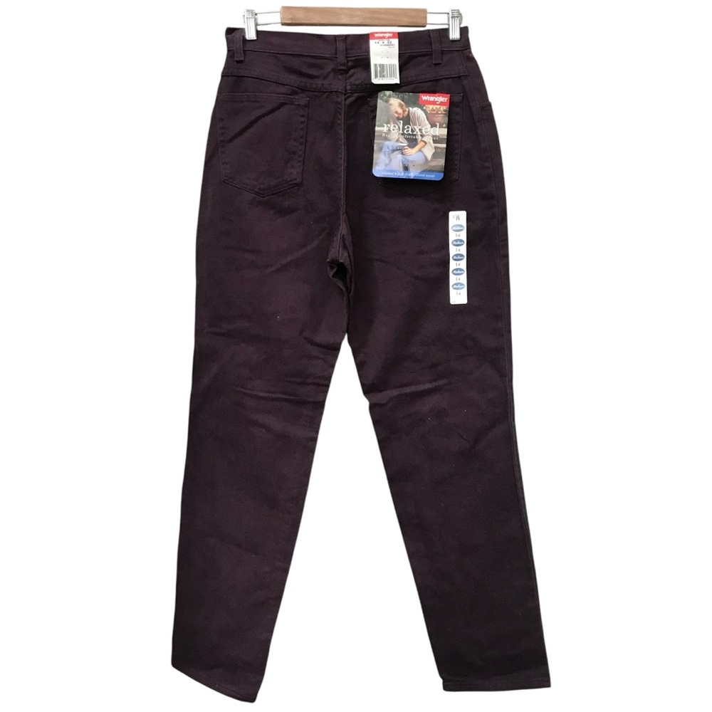 NEW - Vintage 90s Wrangler Burgundy Wine Relaxed Fit High Waist Jeans size 14 32